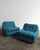 Pair of Italian tubular lounge chairs manufactured in Italy in the 1970s. Upholstered in tight blue bouclé, with chrome...