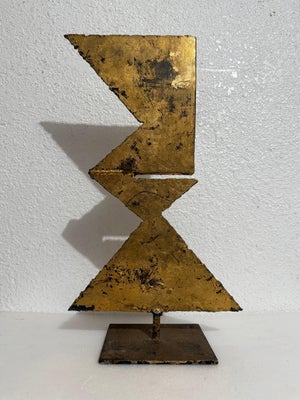 Mexican Art Abstract Brutalist Gilt Steel Geometric Sculpture Mathias Goeritz