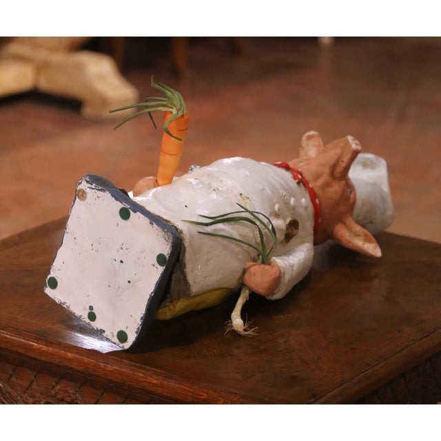 Mid-Century French Hand-Painted Composition Chef Figure For Sale - Image 9 of 9