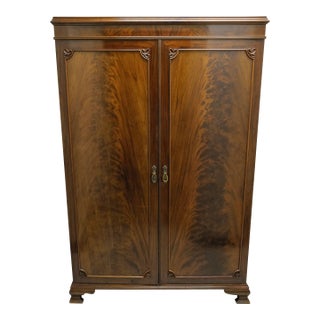 Waring & Gillow Walnut Burl Houskeeper Press With Original Metal Plaque For Sale