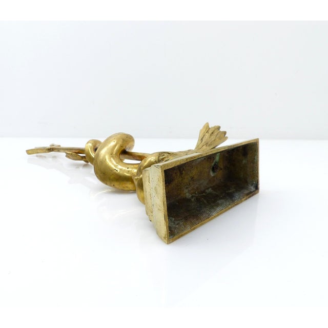 Metal Large Vintage Doorstop in Patinated Brass, 1950s For Sale - Image 7 of 8