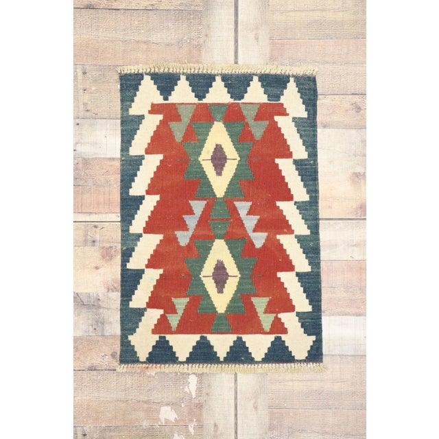 Red Vintage Persian Shiraz Kilim Rug - 02'00 X 02'11 For Sale - Image 8 of 9