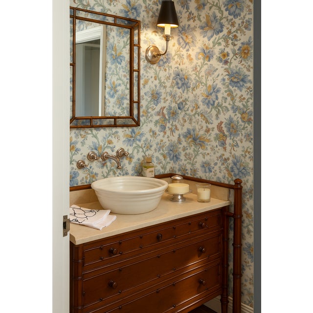 Blue 1970s Vintage Blue Floral Paisley Motif Wallpaper For Sale - Image 8 of 8