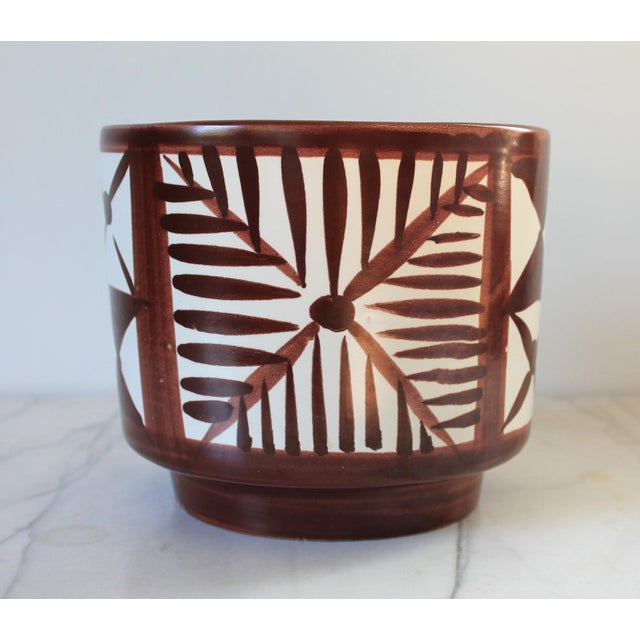 Vintage Italian Brown & White Pottery Planter For Sale - Image 4 of 8