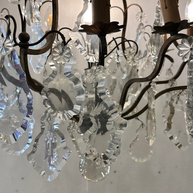 Louis XV Napoleon III Chandelier with Cut Rock Crystal, France, 1880 For Sale - Image 10 of 18