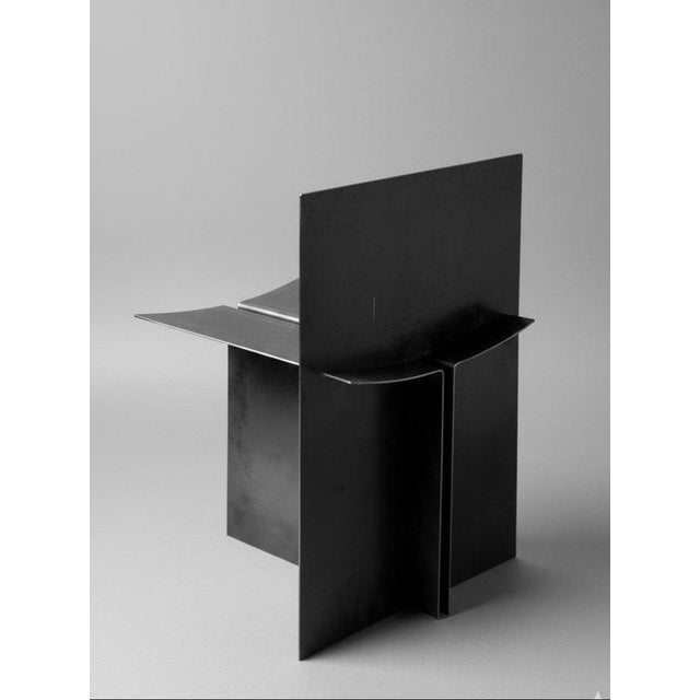 Axis chair in blended iron & italian leather by d´ark atelier unique piece dimensions: d 50 x w 55 x h 75 cm. Materials:...