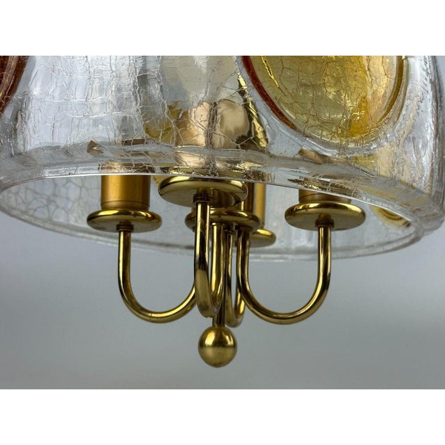Brutalist Ceiling Lamp in Brass & Murano Glass, 1970s For Sale - Image 11 of 18