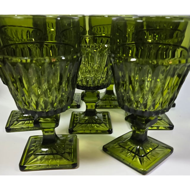 Glass Mid-Century Scandinavian Green Goblets- Set of Eight For Sale - Image 7 of 12