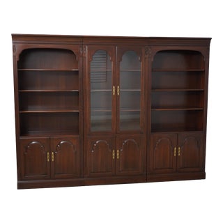 Ethan Allen Georgian Court 3 Piece Cherry Bookcase Wall Unit For Sale