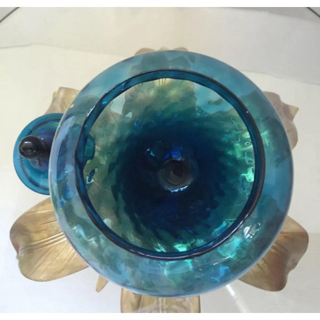 1960s Mid-Century Modern Large Blue Glass Apothecary Jar Empoli Italy 1960s For Sale - Image 5 of 5