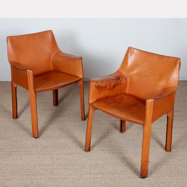 CAB 413 Armchairs attributed to Mario Bellini for Cassina, 1970, Set of 2 For Sale - Image 3 of 9