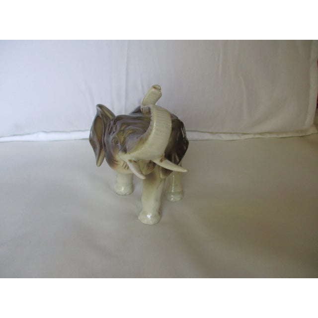 White Vintage Royal Dux Amphora Porcelain Charging Elephant For Sale - Image 8 of 12