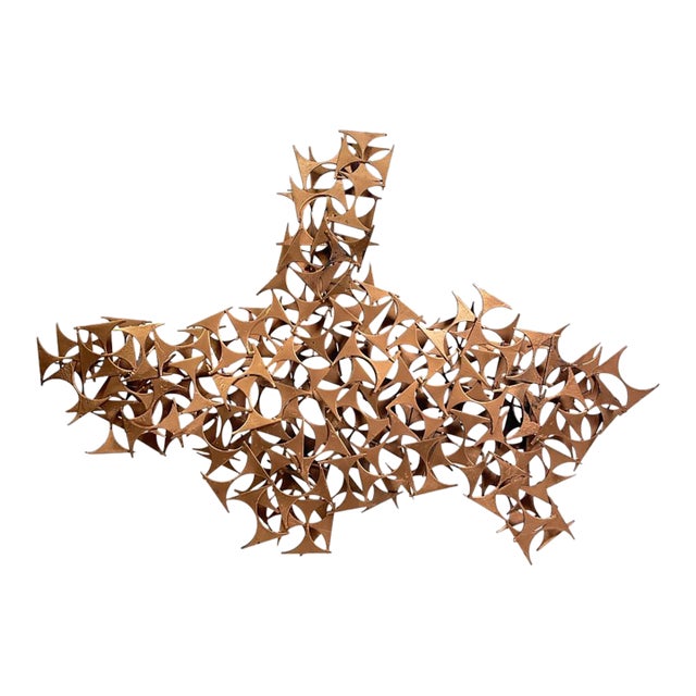 Mid-Century Brutalist Metal Wall Scupture by Marc Weinstein | Chairish