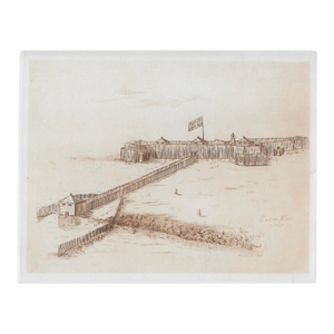Etching of Fort Casco Falmouth Maine by Annie Pratt