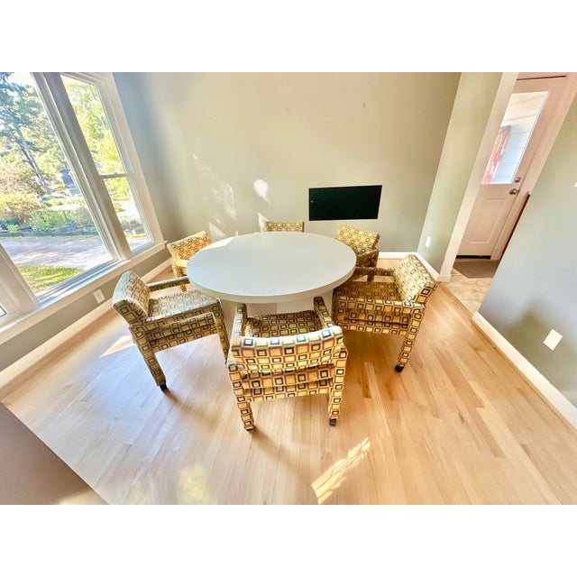 Mid 20th Century Mid Century Modern Dining Set - 6 Milo Baughman Style Parsons Chairs and a Round Table For Sale - Image 12 of 12