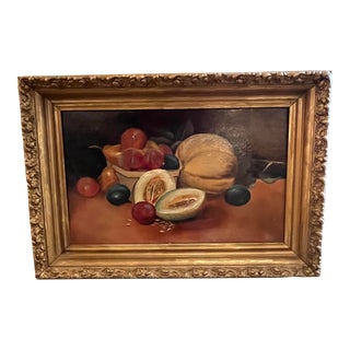19th Century Fruit Still Life Oil Painting, Framed For Sale