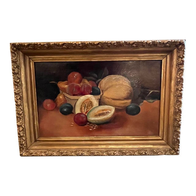19th Century Fruit Still Life Oil Painting, Framed For Sale