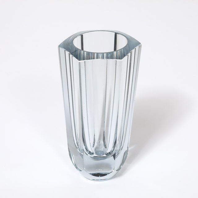 Strombergshyttan Mid-Century Modernist Strombergshyttan Swedish Faceted Crystal Vase For Sale - Image 4 of 13