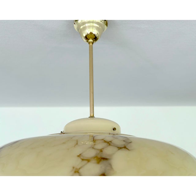 Ivory Art Deco Amber Glass Pendant Light, 1930s For Sale - Image 8 of 18