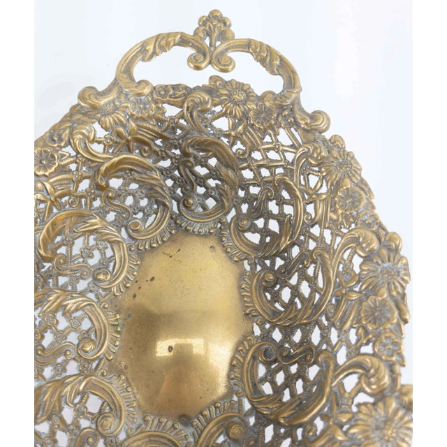 Rustic European Reticulated Openwork Floral Brass or Bronze Bowl For Sale - Image 3 of 10