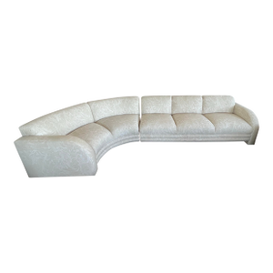 1980 Curvy Swirl Pattern White Sofa