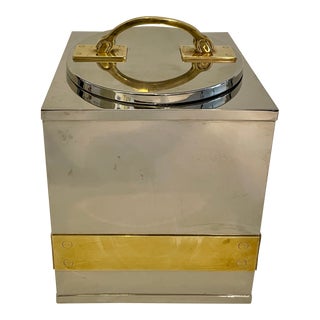 1970's Italian Chrome & Brass Ice Bucket For Sale