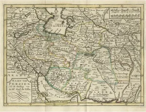 Map of Persia with Original Border Coloring, 1745