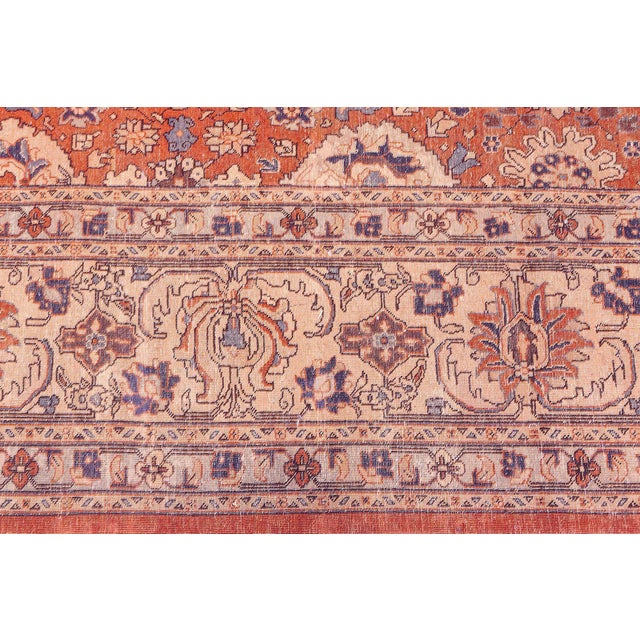 Early 20th Century Authentic Persian Tabriz Red Handmade Wool Carpet For Sale - Image 5 of 7