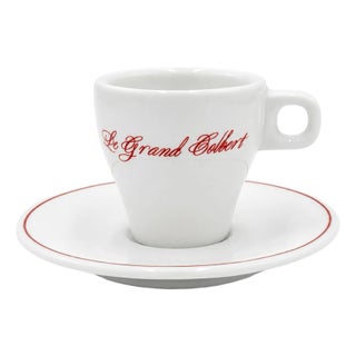 Vintage Le Grand Colbert Paris Restaurant Demitassse Cup & Saucer For Sale