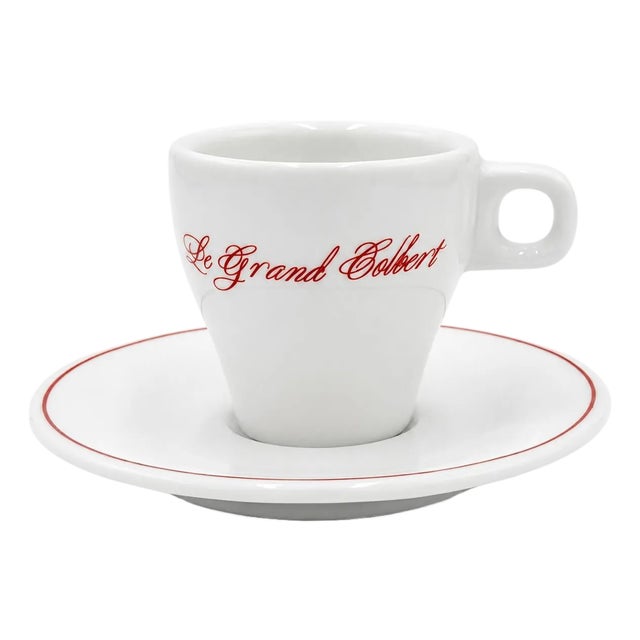 Vintage Le Grand Colbert Paris Restaurant Demitassse Cup & Saucer For Sale