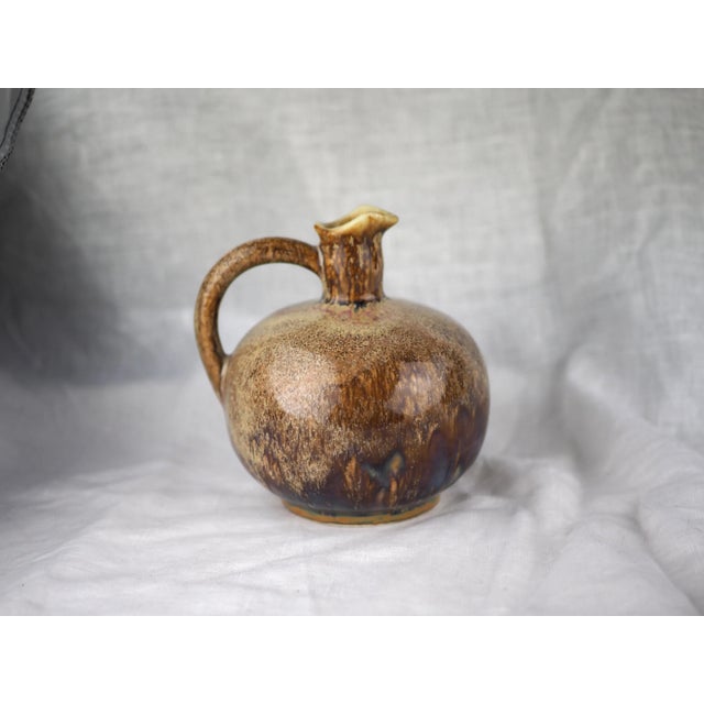 Mid-Century French Round Pitcher Medium Neck Glazed Stoneware For Sale - Image 12 of 12