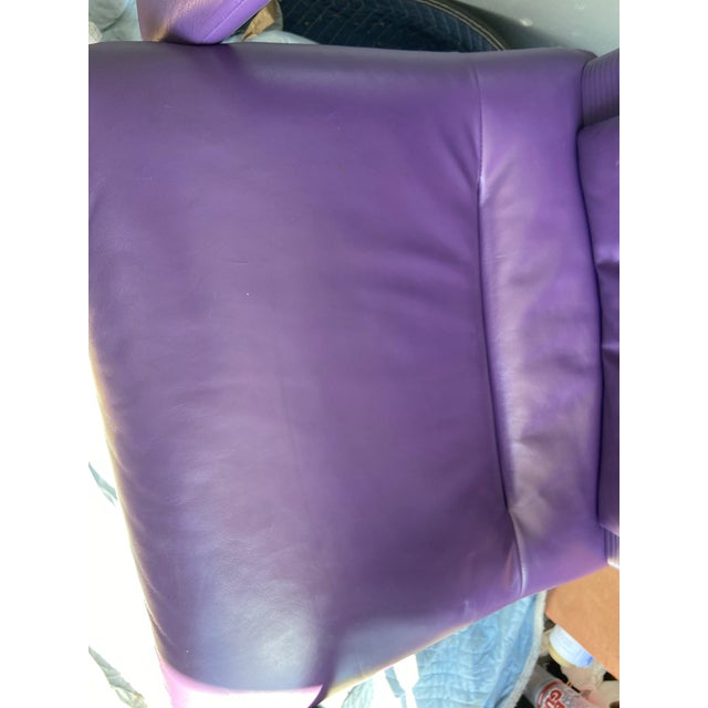 1990s Mario Bellini Vitra Figura Post Modern Purple Leather Desk Chair For Sale - Image 9 of 12