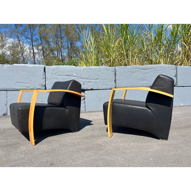 Black Pair of 1980s Max Lounge Chairs Attributed to Mark Müller for Nienkämper, Black Leather For Sale - Image 8 of 11