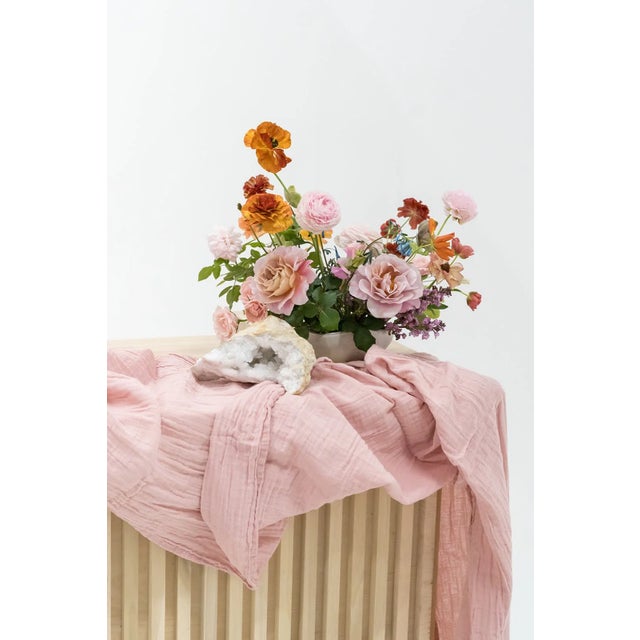 Farmhouse Organic Cotton Table Runner - Rosewater For Sale - Image 3 of 3