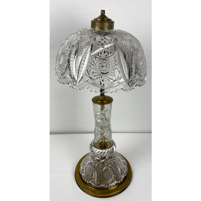 Early 20th Century Victorian Style Cut Crystal Lamp With Crystal Shade For Sale - Image 5 of 10