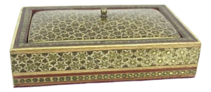 Antique Persian Khatam Micro Marquetry Inlaid Box With Bone, Wood and Brass Inlay