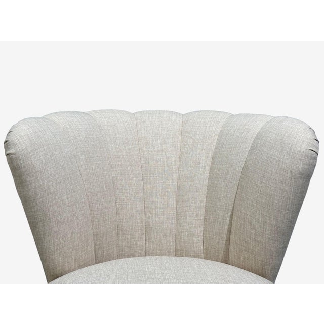 Textile Carl-Johan Boman, Easy Chairs, Beige Linen, Wood, Finland, 1950s For Sale - Image 7 of 12