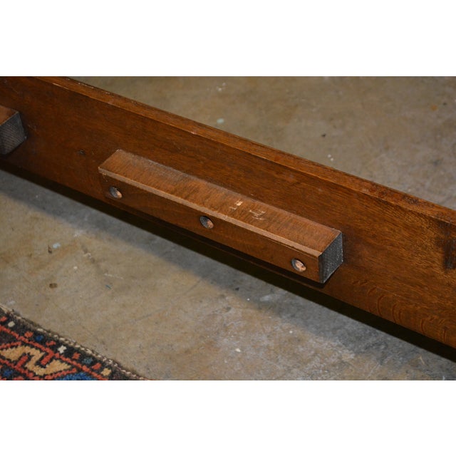 1950s Vintage Simple Lines Carved Oak Full Bed Frame W/ Shapely Legs From Europe For Sale - Image 10 of 12