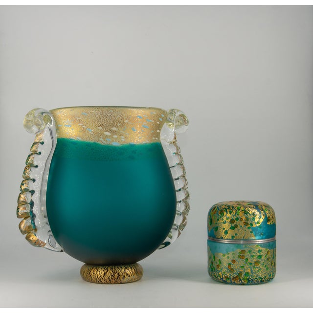 Japanese Green Art Glass Vase by Kuniaki Kuroki, 1990s For Sale - Image 12 of 13