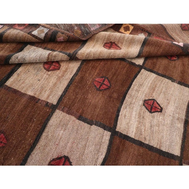 Chocolate Galerie Shabab Collection Mid-20th Century Turkish Tribal Room Size Carpet For Sale - Image 8 of 8
