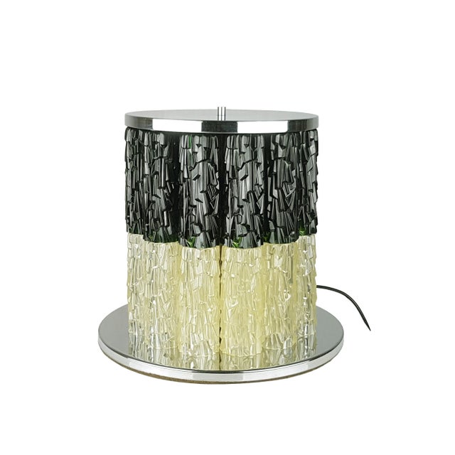 Large Chrome-Plated Metal and White & Green Plastic Table Lamp, 1960s For Sale - Image 11 of 11