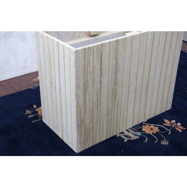Vintage 1970s Italian Travertine Pedestal Dining Table – Mid-Century Modern For Sale - Image 16 of 18
