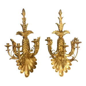 Late 18th Century Italian Gilt Wood and Gesso Wall Sconces - a Pair