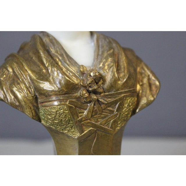 Bust of a Young Woman in Bronze and Marble by Vordormayer For Sale - Image 10 of 13
