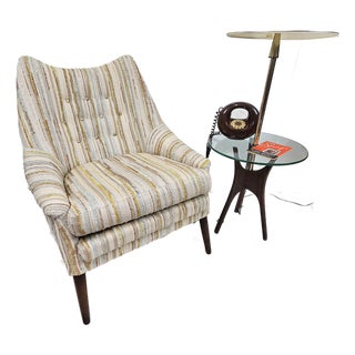 Mid-Century Modern Tufted Wingback Lounge Chair by Selig For Sale
