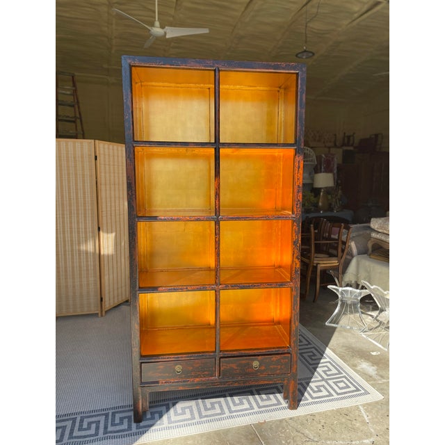 Crackled Finish Chinoiserie Bookshelf Curio Display Chairish