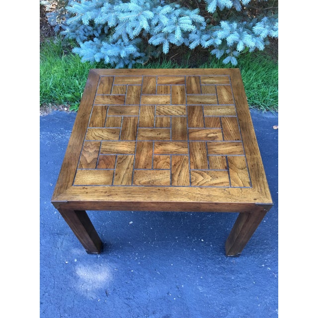 Tan Vintage Henredon Parson’s Style End Table For Sale - Image 8 of 8
