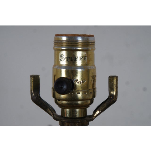 Vintage Mid 20th Century Stiffel Hollywood Regency Brass & Porcelain Candlestick Table Lamp For Sale - Image 6 of 13