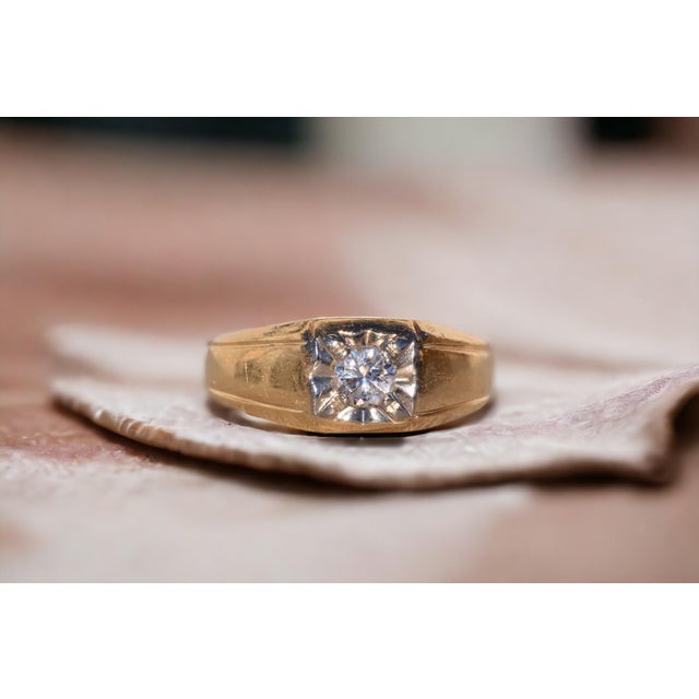 The Holbrook: Gentleman's Yellow Gold and Natural Diamond Ring For Sale - Image 4 of 12