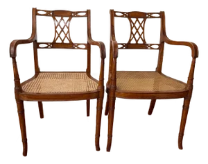 1930s Mid Century English Style Regency Arm Chairs (A Pair)